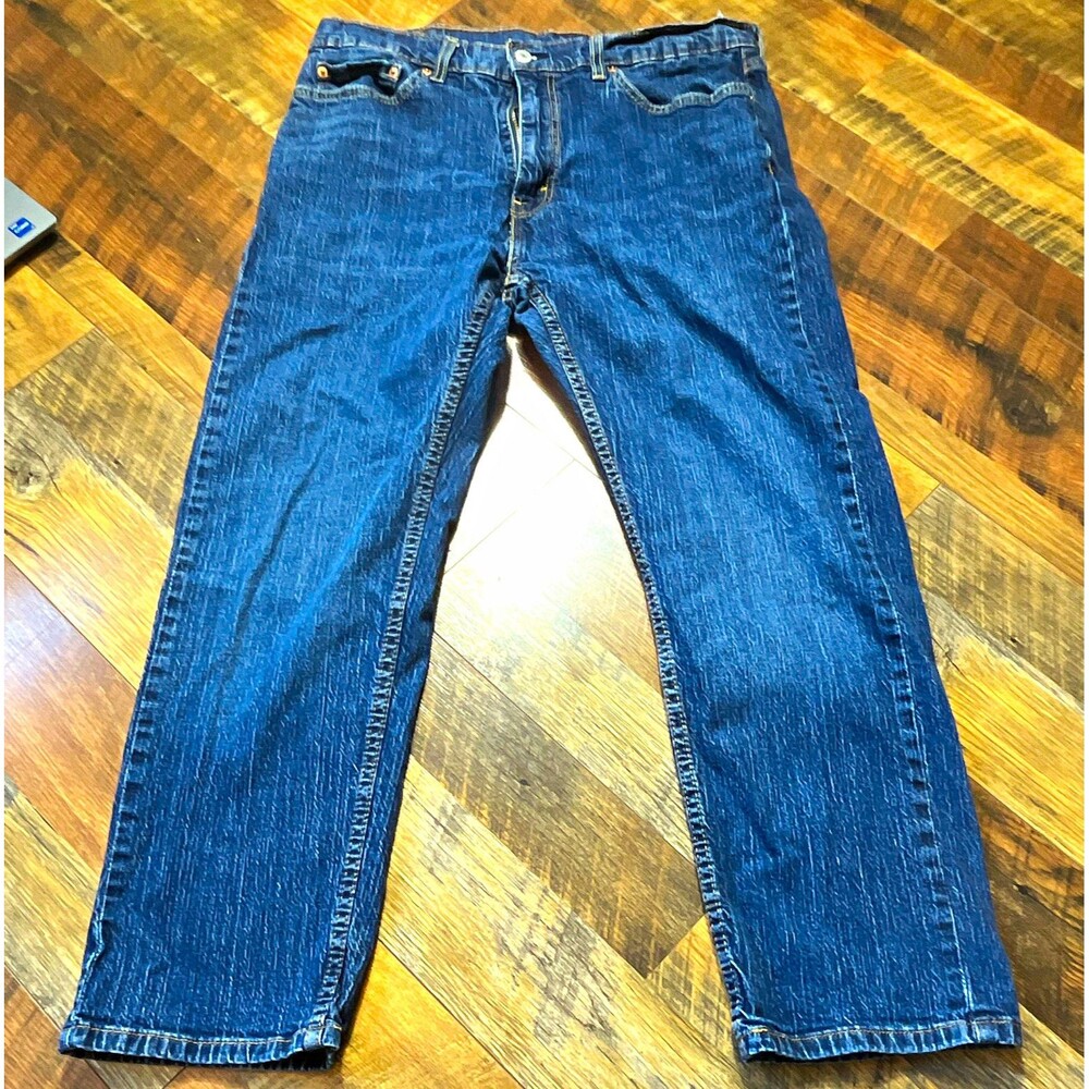 Levi’s 505 Men’s Blue Dark Wash Straight Leg Denim Jeans Regular Fit 5 Pocket